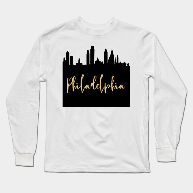 PHILADELPHIA PENNSYLVANIA DESIGNER SILHOUETTE SKYLINE ART Long Sleeve T-Shirt by deificusArt